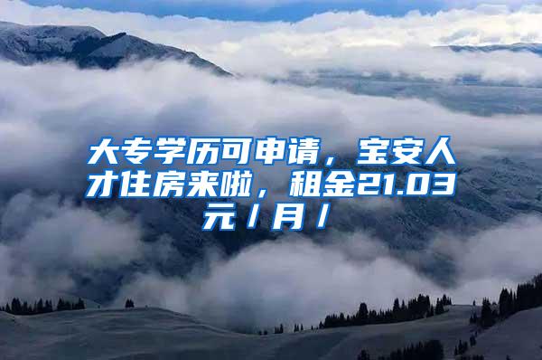 大专学历可申请，宝安人才住房来啦，租金21.03元／月／㎡