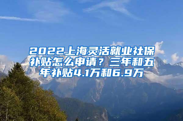 2022上海灵活就业社保补贴怎么申请？三年和五年补贴4.1万和6.9万