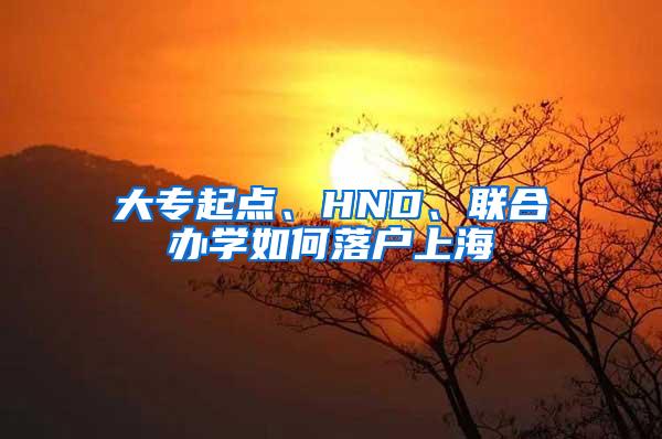 大专起点、HND、联合办学如何落户上海