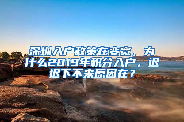 深圳入户政策在变宽，为什么2019年积分入户，迟迟下不来原因在？