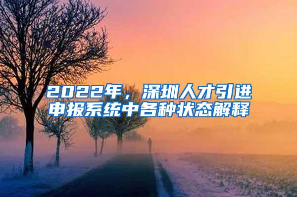 2022年，深圳人才引进申报系统中各种状态解释