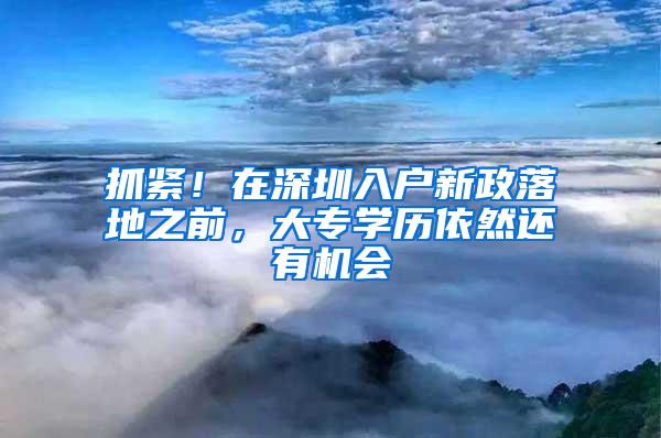 抓紧！在深圳入户新政落地之前，大专学历依然还有机会