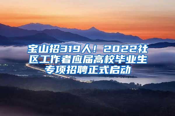 宝山招319人！2022社区工作者应届高校毕业生专项招聘正式启动