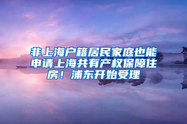 非上海户籍居民家庭也能申请上海共有产权保障住房！浦东开始受理