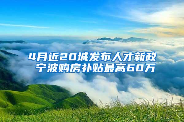 4月近20城发布人才新政 宁波购房补贴最高60万