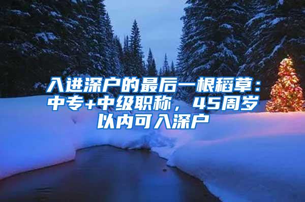 入进深户的最后一根稻草：中专+中级职称，45周岁以内可入深户