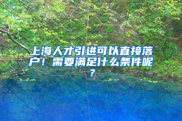 上海人才引进可以直接落户！需要满足什么条件呢？