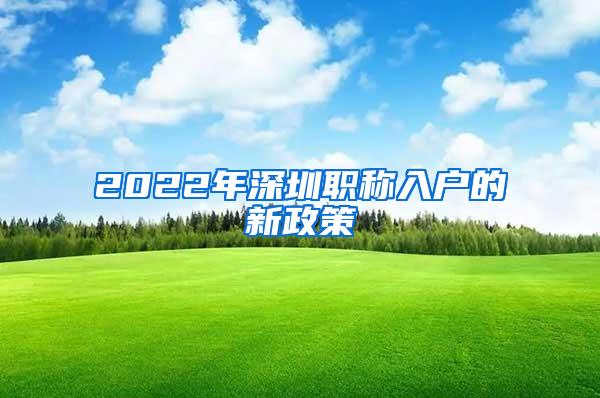 2022年深圳职称入户的新政策