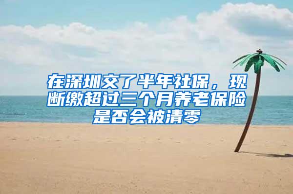 在深圳交了半年社保，现断缴超过三个月养老保险是否会被清零