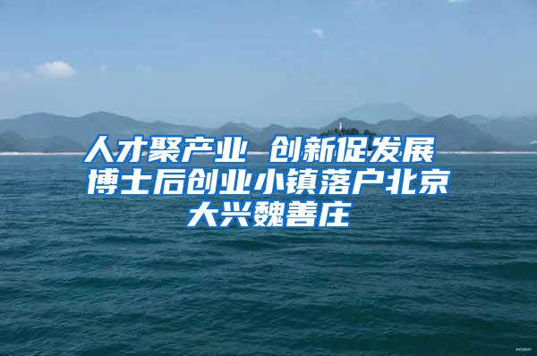 人才聚产业 创新促发展 博士后创业小镇落户北京大兴魏善庄