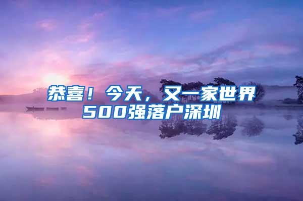 恭喜！今天，又一家世界500强落户深圳
