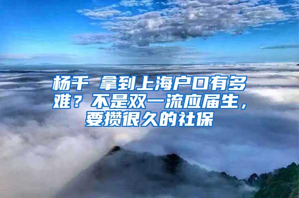 杨千嬅拿到上海户口有多难？不是双一流应届生，要攒很久的社保