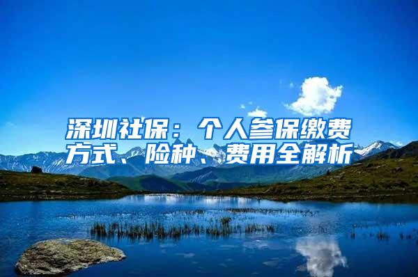 深圳社保：个人参保缴费方式、险种、费用全解析