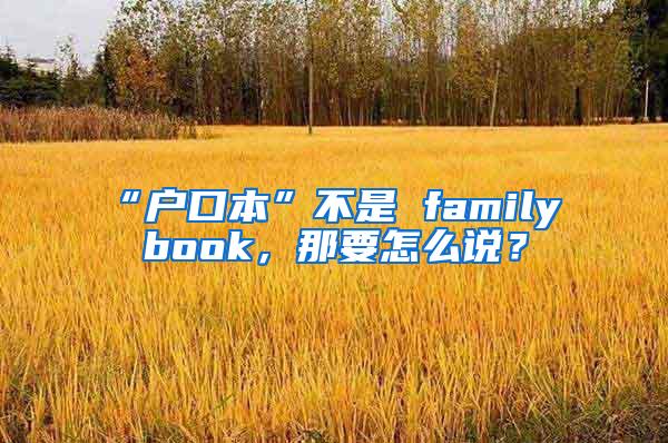 “户口本”不是 family book，那要怎么说？