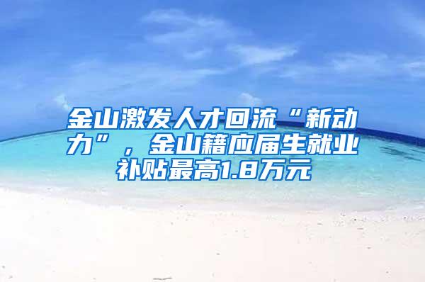 金山激发人才回流“新动力”，金山籍应届生就业补贴最高1.8万元