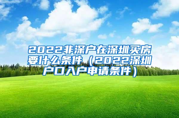 2022非深户在深圳买房要什么条件（2022深圳户口入户申请条件）