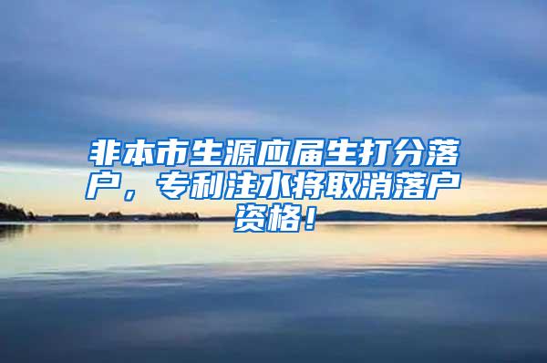 非本市生源应届生打分落户，专利注水将取消落户资格！