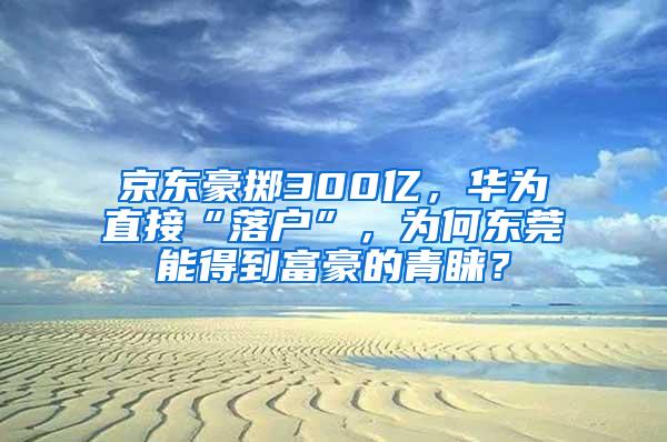 京东豪掷300亿，华为直接“落户”，为何东莞能得到富豪的青睐？