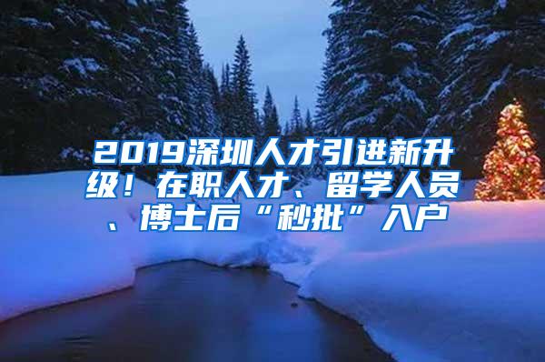 2019深圳人才引进新升级！在职人才、留学人员、博士后“秒批”入户