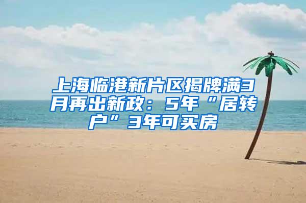 上海临港新片区揭牌满3月再出新政：5年“居转户”3年可买房