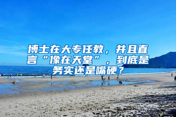 博士在大专任教，并且直言“像在天堂”，到底是务实还是嘴硬？