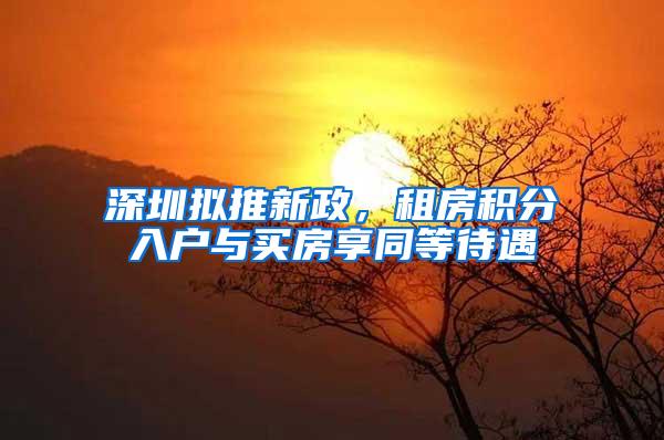 深圳拟推新政，租房积分入户与买房享同等待遇