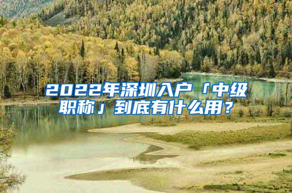 2022年深圳入户「中级职称」到底有什么用？