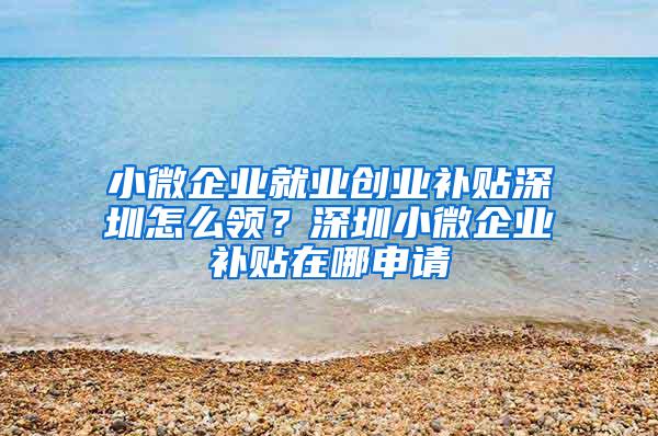 小微企业就业创业补贴深圳怎么领？深圳小微企业补贴在哪申请