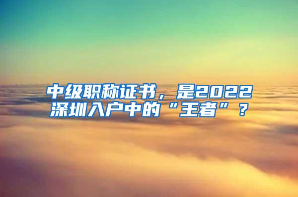 中级职称证书，是2022深圳入户中的“王者”？