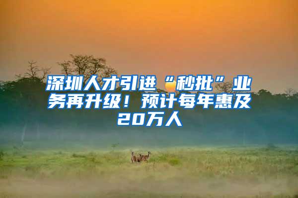 深圳人才引进“秒批”业务再升级！预计每年惠及20万人