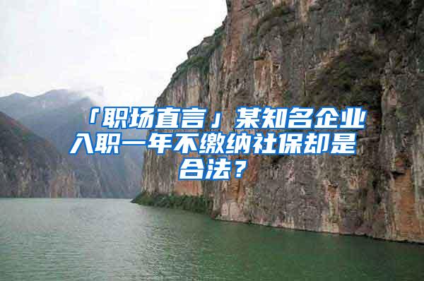 「职场直言」某知名企业入职一年不缴纳社保却是合法？