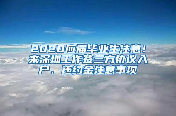 2020应届毕业生注意！来深圳工作签三方协议入户、违约金注意事项