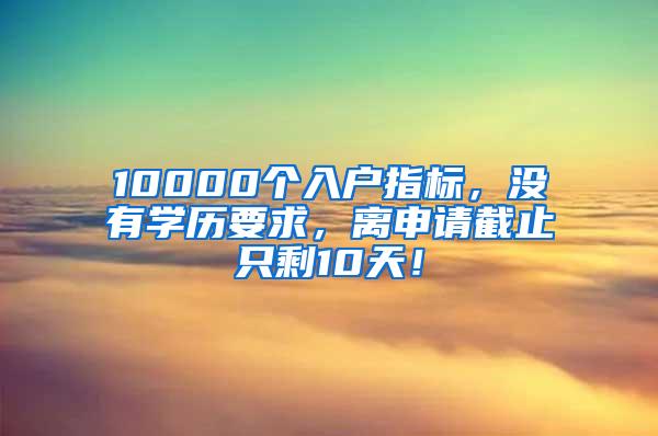 10000个入户指标，没有学历要求，离申请截止只剩10天！