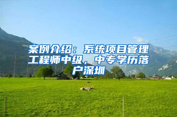 案例介绍:系统项目管理工程师中级,中专学历落户深圳