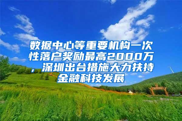 数据中心等重要机构一次性落户奖励最高2000万，深圳出台措施大力扶持金融科技发展