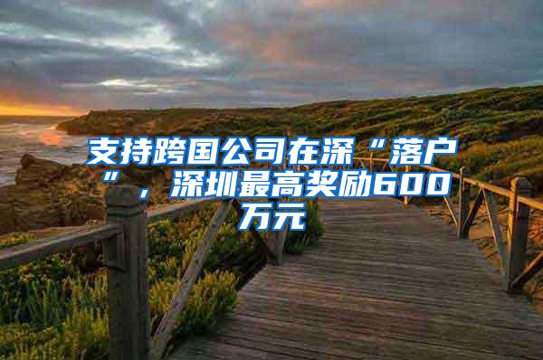 支持跨国公司在深“落户”，深圳最高奖励600万元