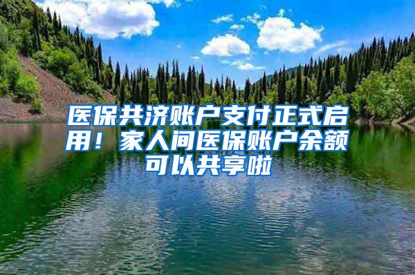 医保共济账户支付正式启用！家人间医保账户余额可以共享啦