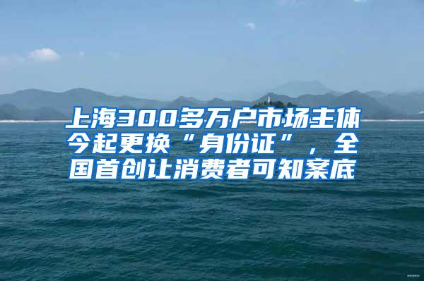 上海300多万户市场主体今起更换“身份证”，全国首创让消费者可知案底