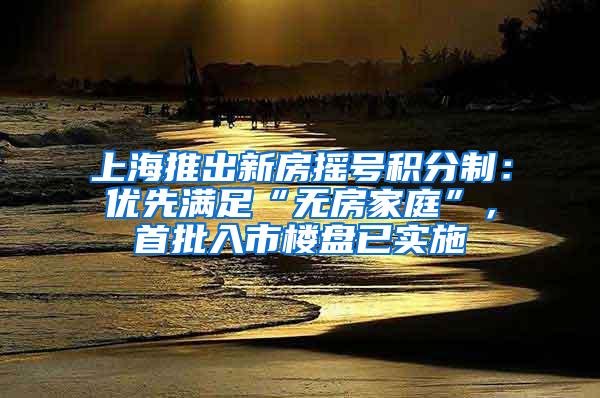 上海推出新房摇号积分制：优先满足“无房家庭”，首批入市楼盘已实施