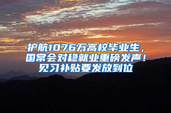 护航1076万高校毕业生，国常会对稳就业重磅发声！见习补贴要发放到位