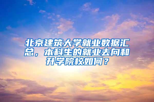 北京建筑大学就业数据汇总，本科生的就业去向和升学院校如何？