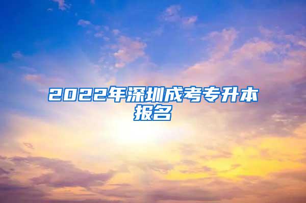 2022年深圳成考专升本报名