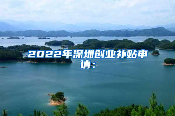 2022年深圳创业补贴申请：