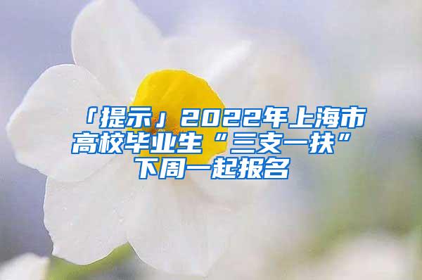 「提示」2022年上海市高校毕业生“三支一扶”下周一起报名