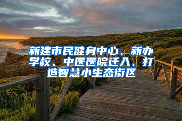 新建市民健身中心、新办学校、中医医院迁入、打造智慧小生态街区