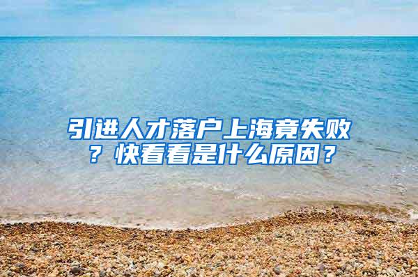 引进人才落户上海竟失败？快看看是什么原因？