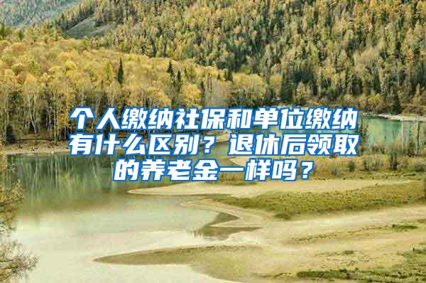 个人缴纳社保和单位缴纳有什么区别？退休后领取的养老金一样吗？