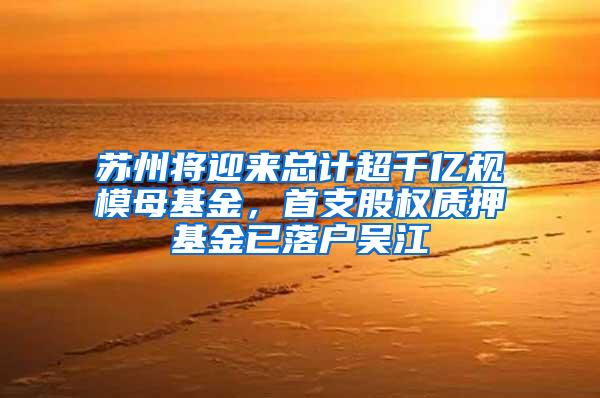 苏州将迎来总计超千亿规模母基金，首支股权质押基金已落户吴江