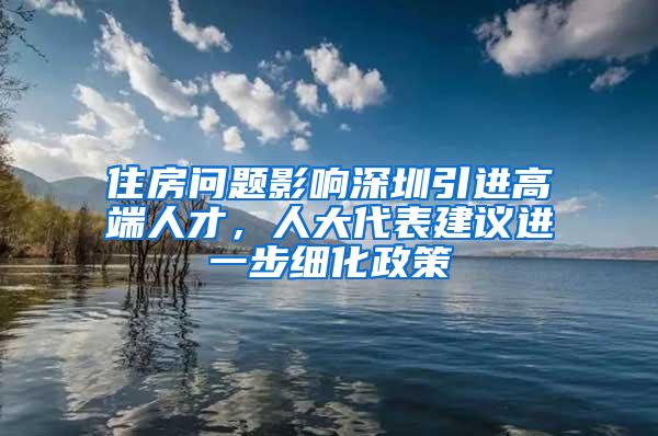 住房问题影响深圳引进高端人才，人大代表建议进一步细化政策