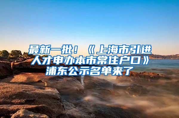 最新一批！《上海市引进人才申办本市常住户口》浦东公示名单来了